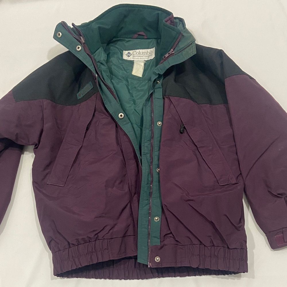 Vintage Columbia Women's Purple and Green Jacket